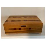 Wooden Decorative Box With Inlaid Arrow Pattern