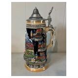 German-Made Hand-Painted Ceramic Beer Stein with P