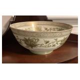 Large Porcelain Bowl with Gold Floral Design and M