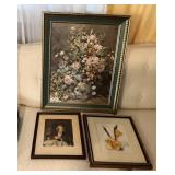 Three Pieces of Framed Artwork Featuring Various S