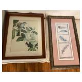 Two Framed Artworks Featuring Bird and Botanical P