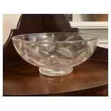 Etched Glass Bowl with Leaf Motif