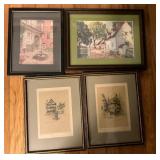 Framed Older Prints and Watercolors with Architect