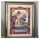 Framed Cross-Stitch Depiction of Dutch Sinterklaas