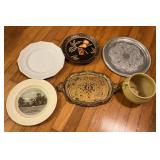 Decorative Plates, Serving Tray, and Ceramic Vase