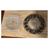Cut Crystal Platter and Silver Overlay Platter Set