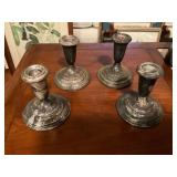 4 Sterling Silver weighted Candle Holders Decorati