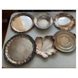 Six Silver Plated Serving Platters and Bowls