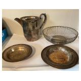 Silver-Plated Tableware Including Pitcher, Bowls,