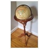 Vintage Globe on Wooden Stand With Metal Meridian