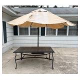 Outdoor Patio Umbrella with Stand and Fabric Cover