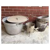 Large Aluminum Stockpot with Lid, Perforated Baske