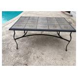 Rectangular Outdoor Tile-Top Metal Table