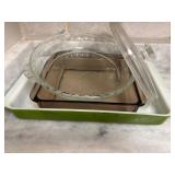 Pyrex Glass and Enamel Baking Dishes with Lid