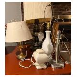 Five Table Lamps with Mixed Designs and Materials