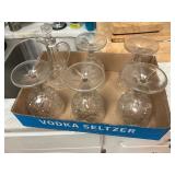 Glassware Including Five Glasses and Vinegar Cruet