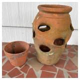 Terracotta Strawberry Jar and Standard Clay Flower