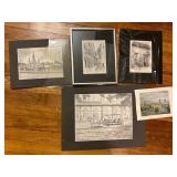Five New Orleans Pencil Sketches and Lithographs