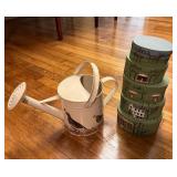 Hand-Painted Watering Can and Stacking Boxes Set