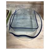 Clear Glass Baking Dishes with Blue Edge Accents
