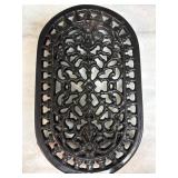 Ornate Black Cast Iron Trivet, 6 x 10 Inches
