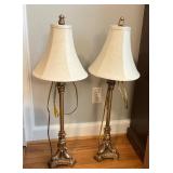 Tall Brass Floor Lamps with Fabric Shades