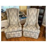 Upholstered Wingback Armchairs with Skirted Bases