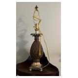 Bronze-Colored Pineapple-Style Table Lamp with Orn