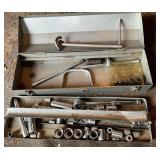 Metal Tool Box with Assorted Hand Tools and Socket