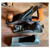 Three Wood Planes With Metal and Wooden Components