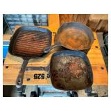 Three Cast-Iron Skillets Including Two Wagner Ware