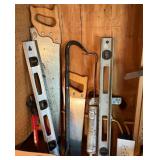 Shop Equipment Lot Including Bolt Cutters, Levels,