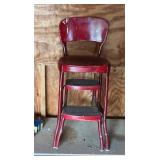 Vintage Red Metal Stepstool Seat with Two Steps