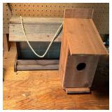 Wooden Birdhouse and Feeder Set with Rope Handle
