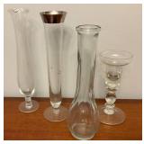 Miscellaneous Glass Vases, One with Silver Trim