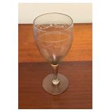 6 Etched Glass Wine Goblets