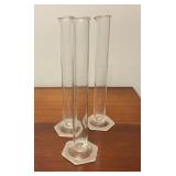 Three Glass Graduated Cylinders with Hexagonal Bas