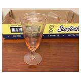 Glassware Lot Including Pink Goblets and Etched Ja