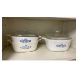 Three Corning Ware Cookware with Glass Lids