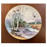 Hand-Painted Plate with Landscape Scene and Artist