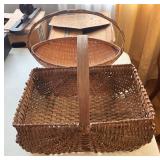 Two Woven Handcrafted Baskets with Handles