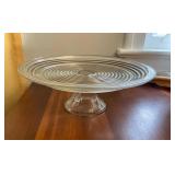 Clear Glass Pedestal Cake Stand With Circular Patt