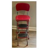 Red Cosco Step Stool Chair with Chrome Frame and F