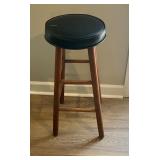 Single Padded Wooden Stool with Black Vinyl Seat