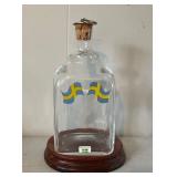 Swedish Glass Bottle with Cork and Wooden Base