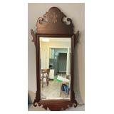 Mahogany Mirror with Decorative Scrollwork and Gol