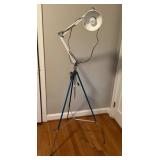 Blue and Silver Adjustable Tripod with Clamp Mecha