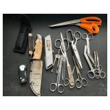 Knives, Scissors, and Multi-Tools with Leather She