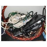 Basket of Assorted Electronics and Cables