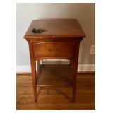 Wooden Side Table with Drawer and Shelf, 14" x 16"
